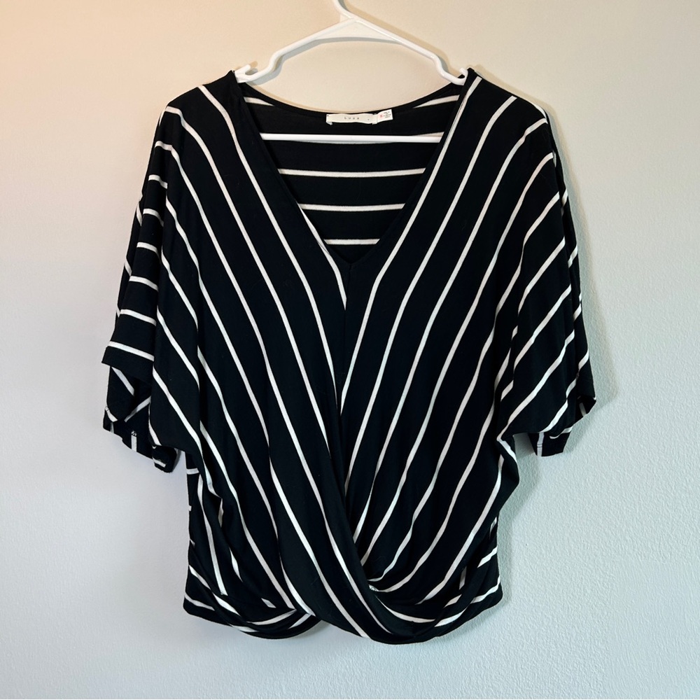 Lush Black and White Striped Women's Top Size Medium